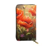 BROLEO Poppies in Bloom - Portafoglio lungo in pelle per ragazze e donne alla moda, durevole, elegante e funzionale, Nero , Taglia unica