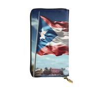 BROLEO Portafoglio in pelle - Elegante e durevole portafoglio da donna con scomparti multipli e cerniera design puerto rico bandiera carta da parati immagine, nero, taglia unica, Nero , Taglia unica
