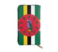 BROLEO Portafoglio in pelle, elegante e resistente, da donna, con scomparti multipli e cerniera, bandiera del Commonwealth della Dominica, nero, taglia unica, Nero , Taglia unica
