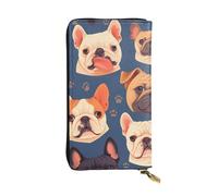 BROLEO Portafoglio in pelle, elegante e resistente, da donna, con scomparti multipli e cerniera design bulldog francese, nero, taglia unica, Nero , Taglia unica