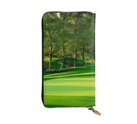 BROLEO Portafoglio in pelle, elegante e resistente, da donna, con scomparti multipli e cerniera, design con immagine di campo da golf, prato, nero, taglia unica, Nero , Taglia unica