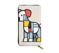 BROLEO Portafoglio in pelle, elegante e resistente, da donna, con scomparti multipli e cerniera, design astrattismo Mondrian, immagine di piccolo animale, nero, taglia unica, Nero , Taglia unica