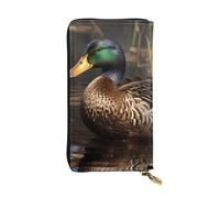 BROLEO Portafoglio in pelle, elegante e resistente, da donna, con scomparti multipli e cerniera, immagine di anatra reale, nero, taglia unica, Nero , Taglia unica