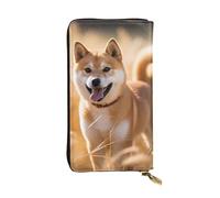 BROLEO Portafoglio in pelle, elegante e resistente, da donna, con scomparti multipli e cerniera, immagine Shiba Inu, nero, taglia unica, Nero , Taglia unica