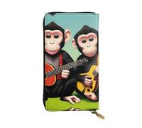 BROLEO Portafoglio in pelle, elegante e resistente, da donna, con scomparti multipli e cerniera, motivo scimmia, nero, taglia unica, Nero , Taglia unica