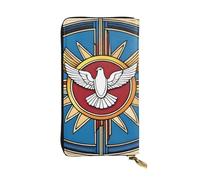 BROLEO Portafoglio in pelle, elegante e resistente, da donna, con scomparti multipli e cerniera, motivo spirito santo christia, nero, taglia unica, Nero , Taglia unica