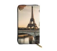 BROLEO Portafoglio in pelle, elegante e resistente, da donna, con scomparti multipli e cerniera, motivo Tour Eiffel, immagine della Torre Eiffel, nero, taglia unica, Nero , Taglia unica