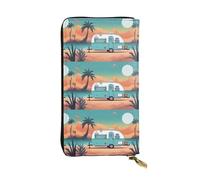 BROLEO Portafoglio in pelle, elegante e resistente, da donna, con scomparti multipli e design con cerniera, con immagine di rimorchio del camper "You Make Me Happy", nero, taglia unica, Nero , Taglia