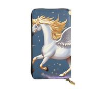 BROLEO Portafoglio in pelle, elegante e resistente, da donna, con scomparti multipli e design con cerniera, immagine di Pegaso dorato, nero, taglia unica, Nero , Taglia unica