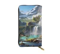 BROLEO Portafoglio lungo in pelle con cascata di montagna per ragazze e donne alla moda, durevole, elegante e funzionale, Nero , Taglia unica
