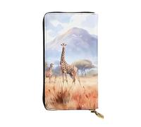 BROLEO Portafoglio lungo in pelle con immagine di giraffa della savana africana, per ragazze e donne alla moda, durevole, elegante e funzionale, Nero , Taglia unica