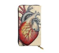 BROLEO Portafoglio lungo in pelle con immagine di grafici a forma di cuore di anatomia umana, per ragazze e donne alla moda, durevole, elegante e funzionale, Nero , Taglia unica