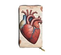 BROLEO Portafoglio lungo in pelle con immagine di grafici a forma di cuore di anatomia umana, per ragazze e donne alla moda, durevole, elegante e funzionale, Nero , Taglia unica