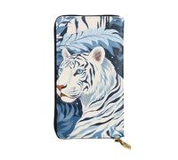 BROLEO Portafoglio lungo in pelle con immagine di tigre Biancaneve, per ragazze e donne alla moda, durevole, elegante e funzionale, Nero , Taglia unica
