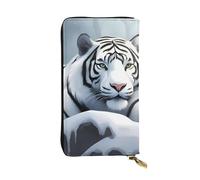 BROLEO Portafoglio lungo in pelle con immagine di tigre Biancaneve, per ragazze e donne alla moda, durevole, elegante e funzionale, Nero , Taglia unica