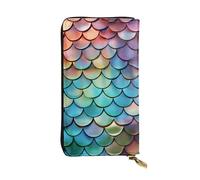 BROLEO Portafoglio lungo in pelle con stampa a squame di sirena per ragazze e donne alla moda, durevole, elegante e funzionale, Nero , Taglia unica