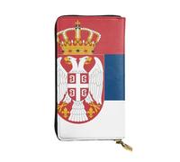 BROLEO Portafoglio lungo in pelle con stampa bandiera della Serbia per ragazze e donne alla moda, durevole, elegante e funzionale, Nero , Taglia unica