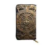 BROLEO Portafoglio lungo in pelle con stampa del calendario Maya End of The World, per ragazze e donne alla moda, durevole, elegante e funzionale, Nero , Taglia unica