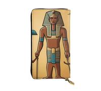 BROLEO Portafoglio lungo in pelle con stampa della tribù dell'antico Egitto, per ragazze e donne alla moda, durevole, elegante e funzionale, Nero , Taglia unica