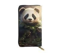 BROLEO Portafoglio lungo in pelle con stampa di panda, per ragazze e donne alla moda, durevole, elegante e funzionale, Nero , Taglia unica