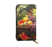 BROLEO Portafoglio lungo in pelle con stampa di piante e frutti, per ragazze e donne alla moda, durevole, elegante e funzionale, Nero , Taglia unica