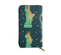 BROLEO Portafoglio lungo in pelle con stampa Statua della Libertà a New York per ragazze e donne alla moda, durevole, elegante e funzionale, Nero , Taglia unica