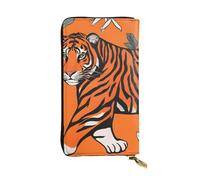 BROLEO Portafoglio lungo in pelle leopardata arancione per ragazze e donne alla moda, durevole, elegante e funzionale, Nero , Taglia unica