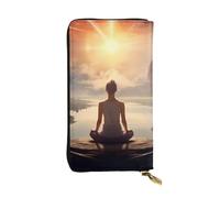 BROLEO Portafoglio lungo in pelle per meditazione yoga, per ragazze e donne alla moda, durevole, elegante e funzionale, Nero , Taglia unica