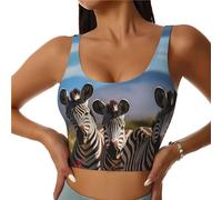 BROLEO Reggiseno sportivo traspirante da donna, elastico, per yoga, canottiere, camicie, zebre, immagine del Sud Africa, Nero , S