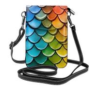 BROLEO Scale gialle, blu e rosse che stampano la borsa del telefono di vibrazione della borsa della tracolla delle piccole donne di pelle, impermeabile e durevole