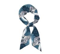BROLEO Sciarpa di seta lunga della striscia di stampa del leopardo delle nevi del fumetto per le donne, striscia morbida e liscia, accessori