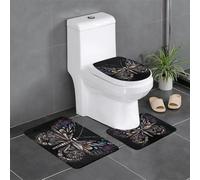 BROLEO Science Butterfly Printing Set di tre pezzi di tappetini da bagno tappetini da bagno tappetini da doccia antiscivolo ad asciugatura rapida