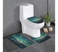 BROLEO Sea under the Aurora Borealis stampa Anti slip floor mat set tre pezzi bagno tappeto antiscivolo durevole