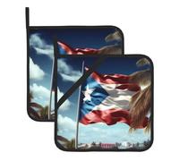 BROLEO Set di 2 presine isolate quadrate con stampa di bandiera di Puerto Rico, 20,3 x 20,3 cm, spesse e durevoli, anti-scottatura e termoisolanti