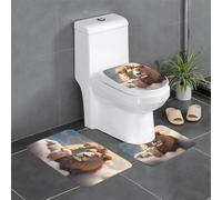 BROLEO Set di 3 tappetini antiscivolo con agnello con un leone sulle nuvole stampa tappeti da bagno per il massimo comfort, bagno principale