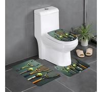 BROLEO Set di 3 tappetini antiscivolo con palline da tennis e racchette con stampa di tappeti da bagno per il massimo comfort, bagni padronali