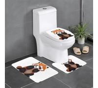 BROLEO Set di 3 tappetini antiscivolo con panda rosso che puliscono le lacrime stampate, tappeti da bagno per il massimo comfort, bagni padronali