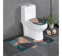BROLEO Set di 3 tappetini antiscivolo con stampa di gabbiani prima del tramonto, tappeti da bagno per il massimo comfort, bagni padronali