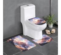 BROLEO Set di 3 tappetini antiscivolo con stampa di montagne nella luce del mattino, tappeti da bagno per il massimo comfort, bagni padronali