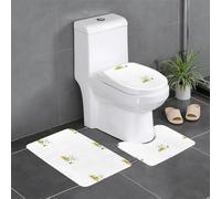 BROLEO Set di 3 tappetini antiscivolo con stampa di piccoli agnelli che mangiano insalata di verdure, tappeti da bagno per il massimo comfort, bagni padronali
