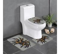 BROLEO Set di 3 tappetini antiscivolo con stampa di ragno tarantola, tappeti da bagno per il massimo comfort, bagni padronali