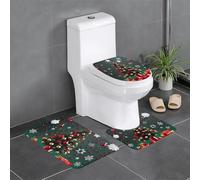 BROLEO Set di 3 tappetini antiscivolo rotondi con stampa albero di Natale per il massimo comfort, bagno principale