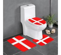 BROLEO Set di 3 tappetini da bagno con stampa della bandiera danese, antiscivolo, asciugatura rapida