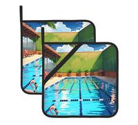 BROLEO Set di due pezzi con stampa di fenicotteri e piscine quadrati, isolato, ispessito, impermeabile, facile da pulire