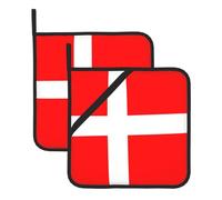 BROLEO Set di due tappetini quadrati con stampa bandiera danese della Danimarca, isolati, ispessiti, impermeabili, facili da pulire