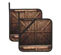 BROLEO Set di due tappetini quadrati con stampa della porta del fienile, isolato, ispessito, impermeabile, facile da pulire