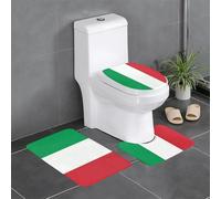 BROLEO Set di tre pezzi con stampa bandiera italiana, tappetini da bagno, tappetini da doccia, antiscivolo ad asciugatura rapida