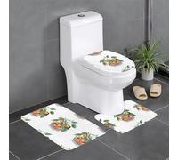 BROLEO Set di tre tappetini da bagno con stampa di cachi nel cestino dei giornali, tappetini da bagno, tappetini da doccia, antiscivolo ad asciugatura rapida
