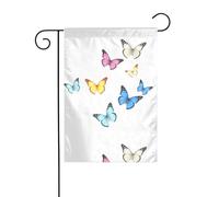BROLEO Stampa a farfalla a volare liberamente Asta da giardino decorazione cortile esterno su entrambi i lati 30,5 x 45,7 cm