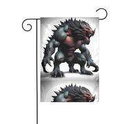 BROLEO Stampa bestia misteriosa asta da giardino decorazione per cortile esterno su entrambi i lati 30,5 x 45,7 cm